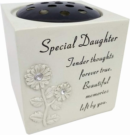 David Fischhoff Memorial Black Rose Bowl with Gold Wording Graveside Flower Vase (Black & Gold - Lily, Dad)