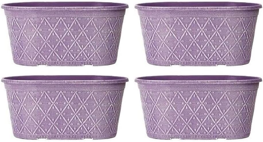Powdered Whitewashed Trough Window Box 42cm – Decorative Plastic Outdoor Planter with Drainage Holes – Weatherproof Plastic Outdoor Planter with Drainage Holes Flower Pot for Gardens (1, Pink)