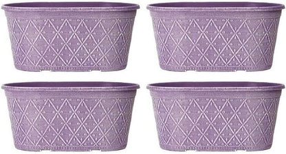 Powdered Whitewashed Trough Window Box 42cm – Decorative Plastic Outdoor Planter with Drainage Holes – Weatherproof Plastic Outdoor Planter with Drainage Holes Flower Pot for Gardens (1, Pink)