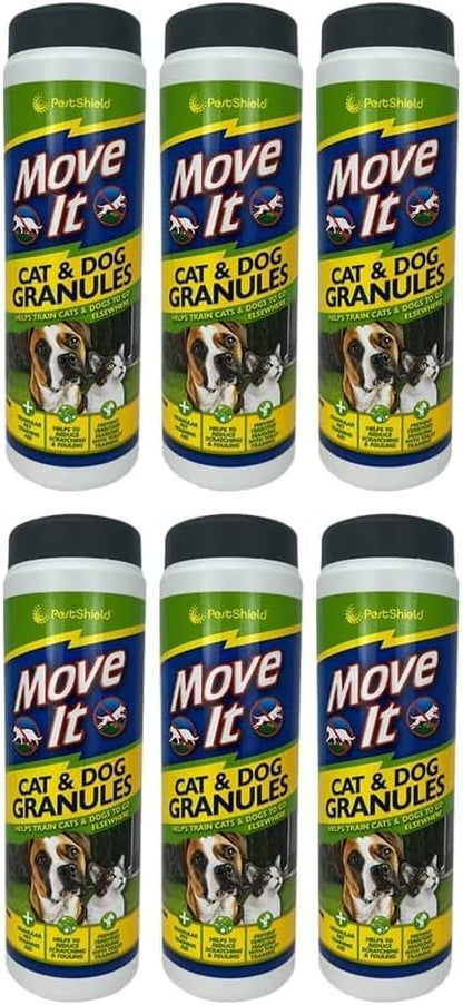 shopior Natural, Non-Toxic Dog and Cat Repellent Granules | Indoor & Outdoor Pet Deterrent for Home & Garden Protection | Highly Effective Cat & Dog Scatter Granules | 240g (Pack of 6)
