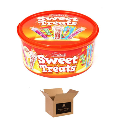 Sweet Treats Assortment Tub – Mixed Retro Sweets Gift Box with Love Hearts, Refreshers, Drumsticks & More – Party Favourites for Kids & Adults | 600g (Pack 1, Sweet Treats)