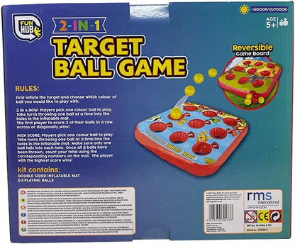 OnlineStreet Target Ball Inflatable Game - Outdoor/Indoor Party Game and Garden Toy for Kids; Perfect Summer/Lawn Family Game Set with a Reversible Inflatable Mat and Colourful Balls