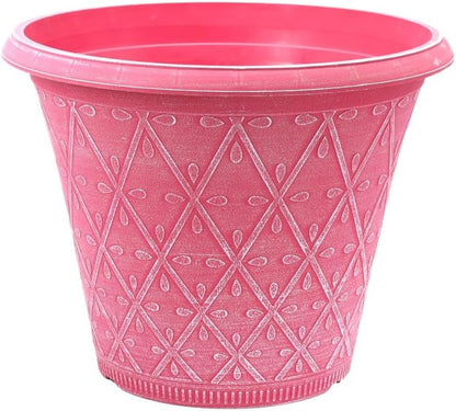 shopior Plastic Prisma Planters | Festive Garden Planting Pot 9L – Round Garden Plant Pots with Drainage Holes | Weatherproof Decorative Patio Flower Pot - (30cm - Purple, Pack 1)