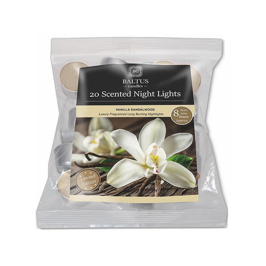 20pcs Vanilla & Sandalwood Scented Tea Light Candles Long Burning Fragranced