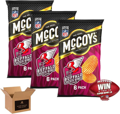 McCoy’s Crisps Multipack 6 Packs in 1 Pack– Crisps in Bold Flavours – Lunchbox Snacks, Party Sharing, Flavor Snack Variety | Crunchy Snacks for All (Pack 3, 6xChip Shop Curry Sauce)