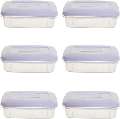Whitefurze Rectangular Food Storage Container 0.8 Litre Clear (Pack of 6)