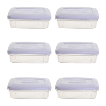 Whitefurze Rectangular Food Storage Container 0.8 Litre Clear (Pack of 6)