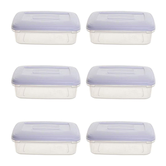 Whitefurze Rectangular Food Storage Container 0.8 Litre Clear (Pack of 6)