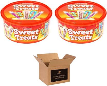 Sweet Treats Assortment Tub – Mixed Retro Sweets Gift Box with Love Hearts, Refreshers, Drumsticks & More – Party Favourites for Kids & Adults | 600g (Pack 1, Sweet Treats)