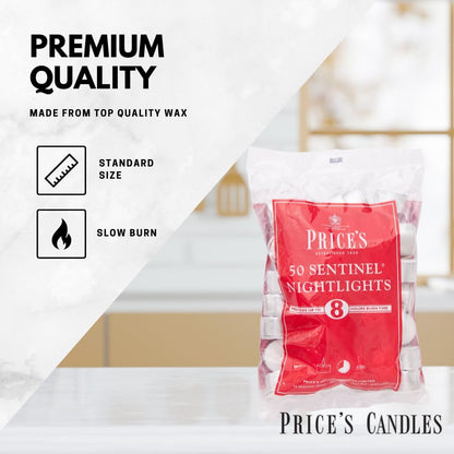 Price's Candles 2 x 50 Pack Sentinel Range 8 Hour Tealights Bags | Perfect Long Burning Tea Lights for Home, Catering or General Use | 100 Standard Size Long Burning Tea Lights