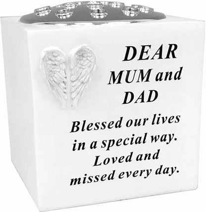 David Fischhoff Memorial Black Rose Bowl with Gold Wording Graveside Flower Vase (Black & Gold - Lily, Dad)
