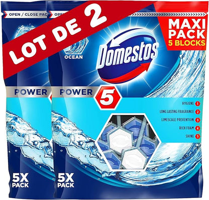 Domestos Power 5 Ocean Toilet Rim Blocks, Pack of 9