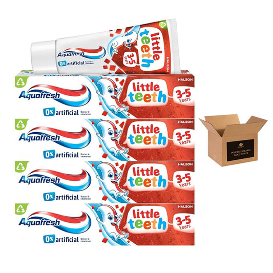 Aquafresh Little Teeth Kids Toothpaste Ages 3–5 Years | Gentle Fluoride Protection for Children’s Teeth | Mild Fruity Flavour Toothpaste for Toddlers with Fun 3D Puffy Sticker Sheet | (4 x 50ml) (4)