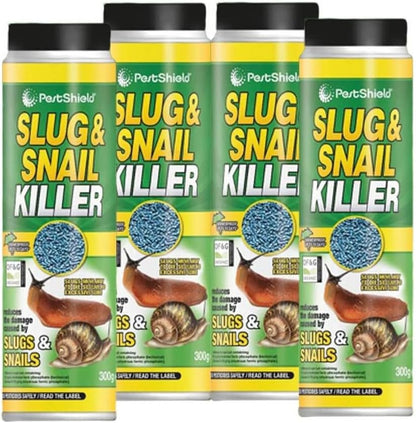 Organic Slug and Snail Control Pellets | All-Natural Slug and Snail Repellent, Eliminator for Indoor and Outdoor Use | Weatherproof Pest Control for Gardens, Fruits, and Vegetables | 300g (Pack of 4)