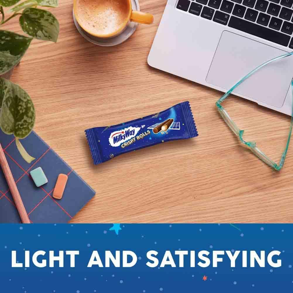 MILKY WAY Crispy Rolls, Milk Chocolate, Biscuit Snack bar, Single 22.5 g (1 x 24 Bars)