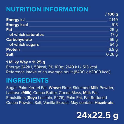 MILKY WAY Crispy Rolls, Milk Chocolate, Biscuit Snack bar, Single 22.5 g (1 x 24 Bars)