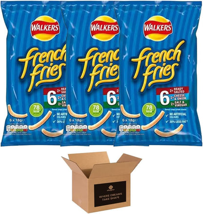 Walkers Crisps Variety Multipack | Assorted Flavours – Classic British Snack Box for Sharing, Lunchbox & Traveling – Family Party Pack Flavored Crispy Snacks (Pack 3, 6xTomato Ketchup 25g)