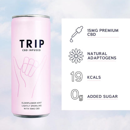 TRIP CBD Drink, Sparkling Mixed Pack Fizzy Drink, Low Calorie, Vegan (Pack of 12 x 250ml)