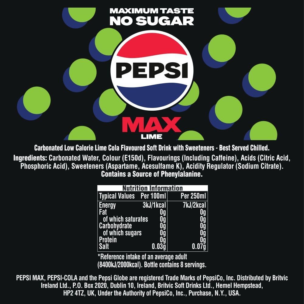 Pepsi Max Lime, 500ml (Pack of 12)