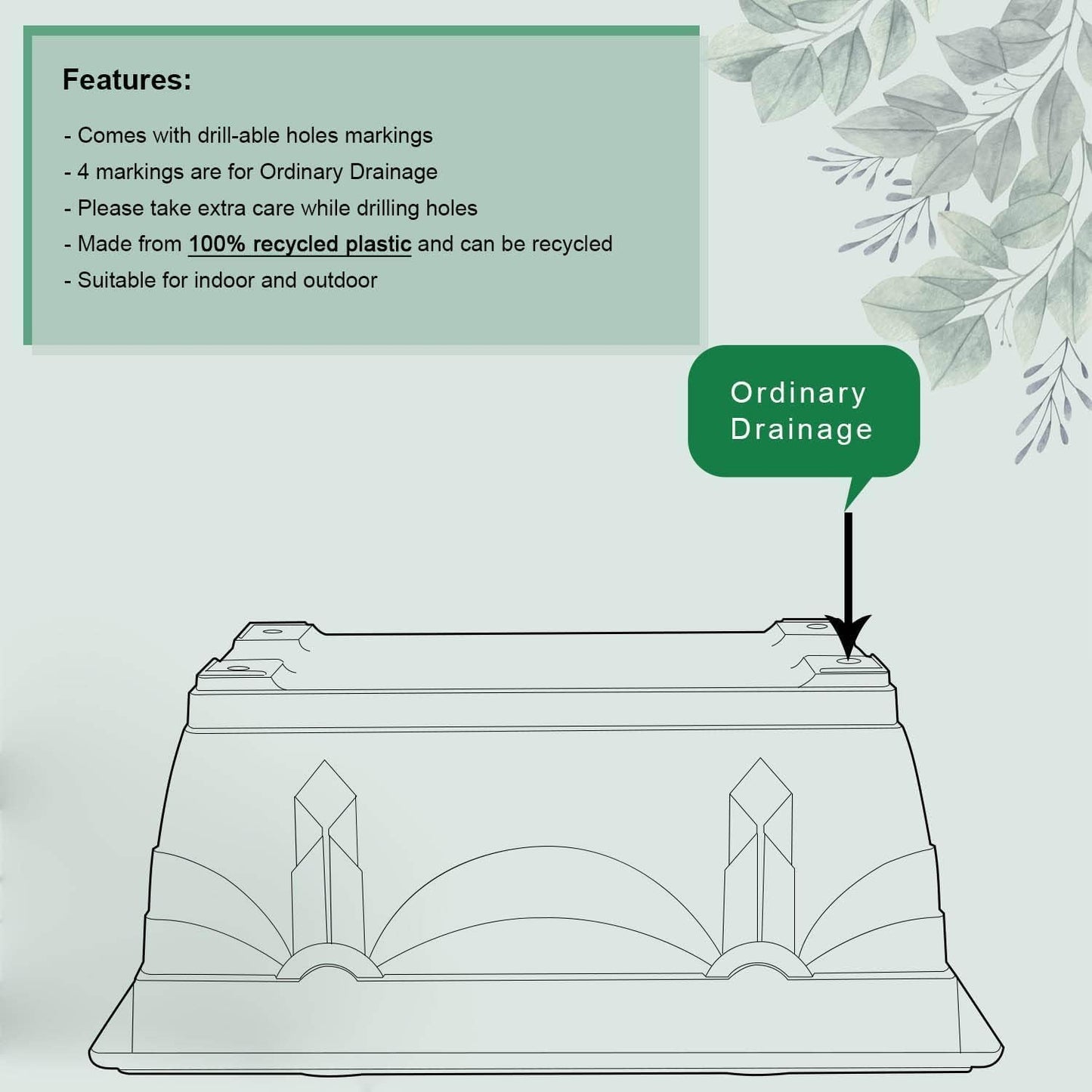 shopior Venetian Window Box Planter Pot– Durable Rectangle Plastic Outdoor Planters for Home & Garden | Planting Trough for Windows (Green - Pack 1, 40cm - (Window Box))