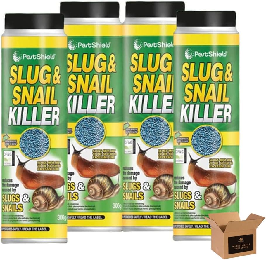 Organic Slug and Snail Control Pellets | All-Natural Slug and Snail Repellent, Eliminator for Indoor and Outdoor Use | Weatherproof Pest Control for Gardens, Fruits, and Vegetables | 300g (Pack of 4)