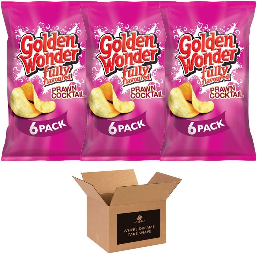 Golden Wonder Variety Crisp Pack Potato Crisps - 3 Pack of Delicious, Crunchy Snacks for Any Occasion | Family-Friendly Multi-Pack 25g (3 Pack, 6xSalt and Chilli Chicken)
