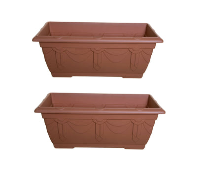 Set Of 2 Terracotta Venetian Patio Trough Pot Large Plastic Garden Planter Pot 60cm
