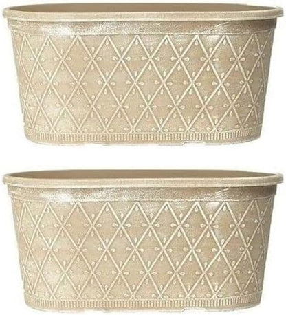 Powdered Whitewashed Trough Window Box 42cm – Decorative Plastic Outdoor Planter with Drainage Holes – Weatherproof Plastic Outdoor Planter with Drainage Holes Flower Pot for Gardens (1, Pink)