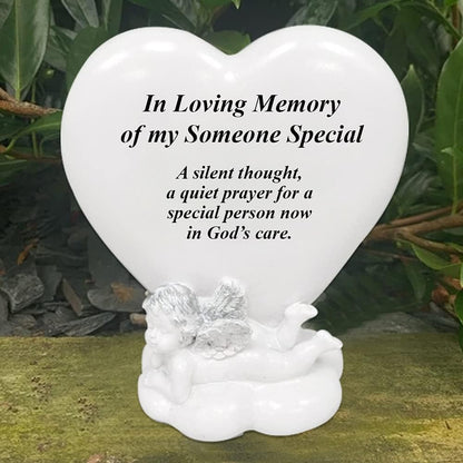Memorial Heart Plaques Grave Cherub Ornaments - Personalised Grave Decoration Plaques, Cherub, Engraved with Remembrance Quotes in Loving Memory of your Special Ones (Someone Special)
