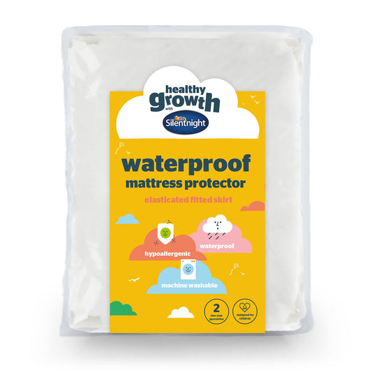Silentnight Healthy Growth Waterproof Mattress Protector - Deep 30cm Quiet Waterproof Mattress Pad with Fitted Skirt and Soft Touch Cover - Hypoallergenic, Single, White