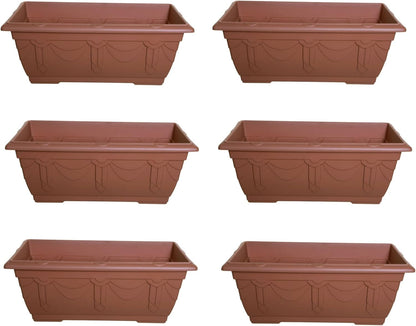 Set of 6 Terracotta Venetian Patio Trough Pot Large Plastic Garden Planter Pot 60cm