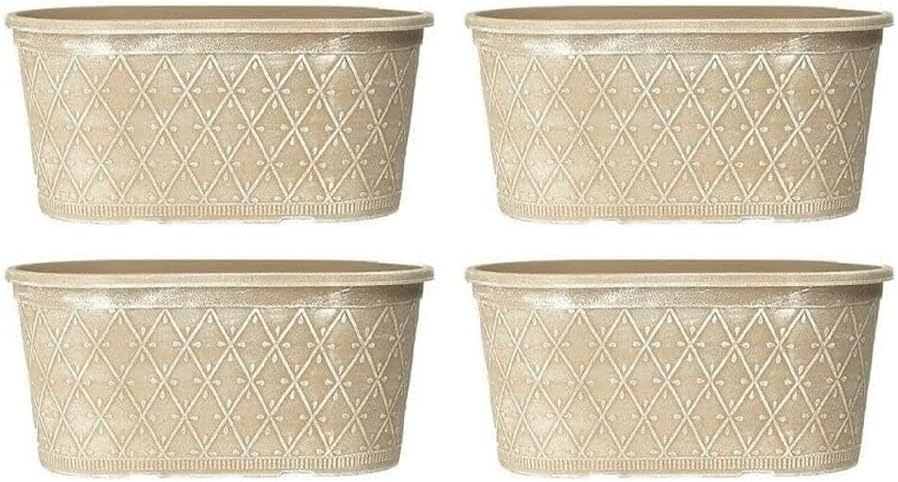 Powdered Whitewashed Trough Window Box 42cm – Decorative Plastic Outdoor Planter with Drainage Holes – Weatherproof Plastic Outdoor Planter with Drainage Holes Flower Pot for Gardens (1, Pink)