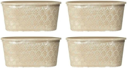 Powdered Whitewashed Trough Window Box 42cm – Decorative Plastic Outdoor Planter with Drainage Holes – Weatherproof Plastic Outdoor Planter with Drainage Holes Flower Pot for Gardens (1, Pink)