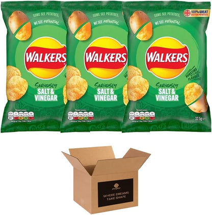 Walkers Crisps Variety Multipack | Assorted Flavours – Classic British Snack Box for Sharing, Lunchbox & Traveling – Family Party Pack Flavored Crispy Snacks (Pack 3, 6xTomato Ketchup 25g)