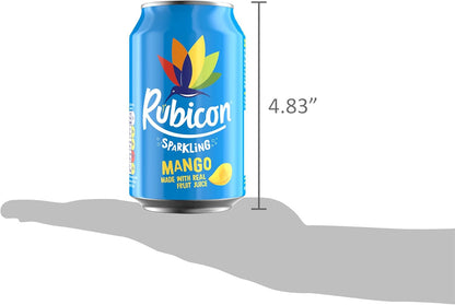 Rubicon 18 Pack Sparkling Mango Flavoured Fizzy Drink with Real Fruit Juice, Handpicked Fruits for a Temptingly Intense Taste "Made of Different Stuff" - 18 x 330ml Cans