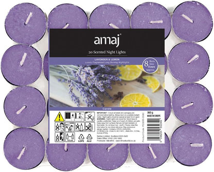 OnlineStreet Scented Tealight Votive Candles Pack - Assorted Refreshing Fragrances with 150 Hours Burning Time (Lemon Lavender - Pack of 20)