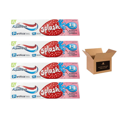 Aquafresh Splash Kids Toothpaste Strawberry Flavour for Kids Ages 3–8 Years | Fluoride Enamel & Cavity Protection Children’s Toothpaste with Puffy Sticker Sheet for Fun - 50ml (4)