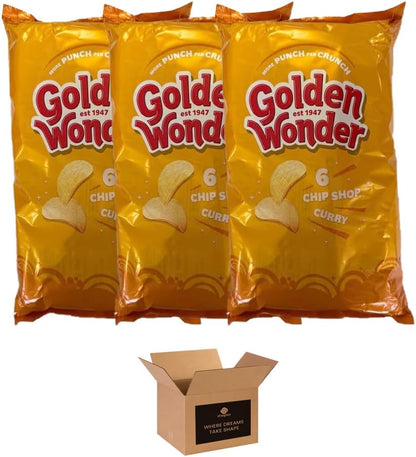 Golden Wonder Variety Crisp Pack Potato Crisps - 3 Pack of Delicious, Crunchy Snacks for Any Occasion | Family-Friendly Multi-Pack 25g (3 Pack, 6xSalt and Chilli Chicken)