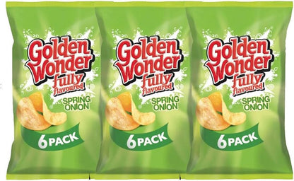 Golden Wonder Variety Crisp Pack Potato Crisps - 3 Pack of Delicious, Crunchy Snacks for Any Occasion | Family-Friendly Multi-Pack 25g (3 Pack, 6xSalt and Chilli Chicken)