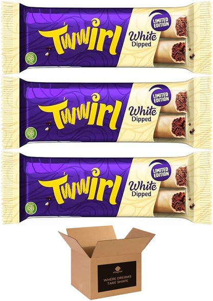 Twwirl White Dipped Chocolate Bar 43g – Creamy White Choco Snacks, Chocolate Candy Bars | Birthday, Xmas, Easter, Halloween & Thank You Gift Treats for Kids and Adults (Pack 3)