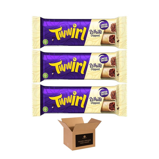 Twwirl White Dipped Chocolate Bar 43g – Creamy White Choco Snacks, Chocolate Candy Bars | Birthday, Xmas, Easter, Halloween & Thank You Gift Treats for Kids and Adults (Pack 3)