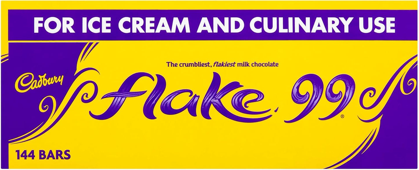Cadbury Flake 99 Milk Chocolate Bars, Perfect for Ice Creams, Baking and Culinary Use (Box of 144 Bars)