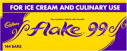 Cadbury Flake 99 Milk Chocolate Bars, Perfect for Ice Creams, Baking and Culinary Use (Box of 144 Bars)