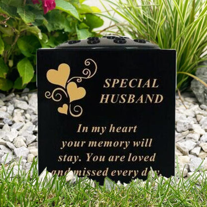 Graveside Memorial Rose Bowl Vase – Weatherproof Grave Flower Container with Removable Lid – Elegant Cemetery Tribute Vase | Remembrance Ornament, Sympathy Gift for Loved One (Husband)