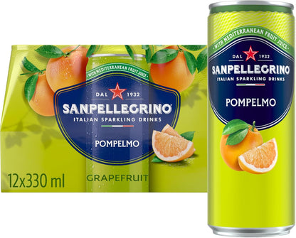 San Pellegrino Italian Sparkling Drinks Tastefully Light Sparkling Lemon & Mint Canned Soft Drink 12 x 330ml, 74 kCals per Can