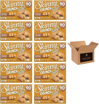 5 × Skinny Crunch Snack Bars – Less Than 90 Calories | High Fibre Cereal Bars Milk Chocolate Flavoured Coating | Snacks for Kids and Adults | Sweet Treat Gifts (Pack 3(15-Bars), Orange)