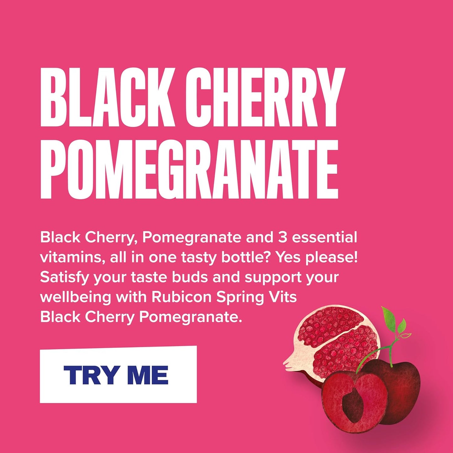 Rubicon Spring Vits Black Cherry Pomegranate Still Vitamin Water - 15 Calories per bottle for healthy hydration - Drinks Multipack 12 x 500ml Bottles