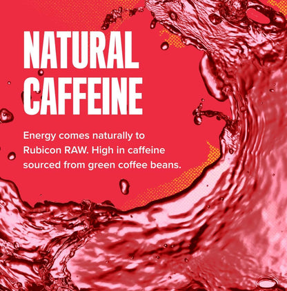 Rubicon RAW 12 Pack Raspberry & Blueberry 500ml Energy Drink, 20% Real Fruit Juice, High caffeine with B-Vitamins, Ginseng & Guarana, No Artificial Colours or Flavours, Reduce Tiredness & Boost Energy