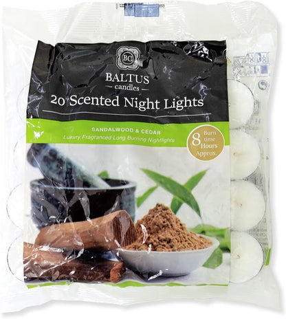 Baltus Sandalwood and Cedar Scented Night Lights 20 Pack