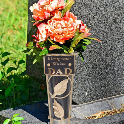 Grave Vases with Spike Grave Ornaments - Memorial Plaques/Black Vases Flower Holders with Personalised Quotes; Metal Spikes Grave Decorations in Loving Memory of your Loved Ones (Dad)